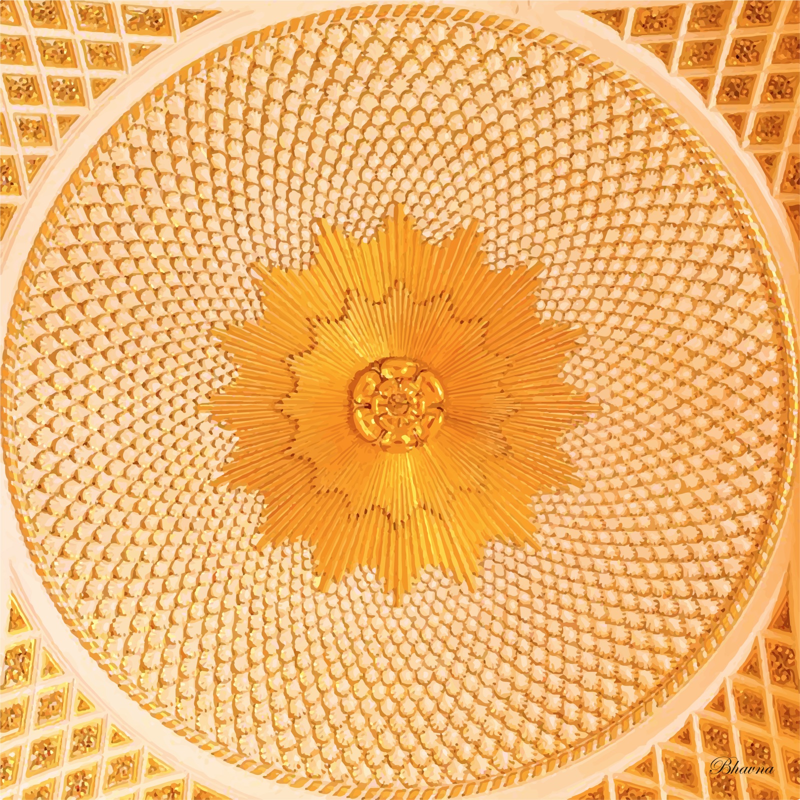 Throne room ceiling at Buckingham Palace, design source for the modal scarf range.