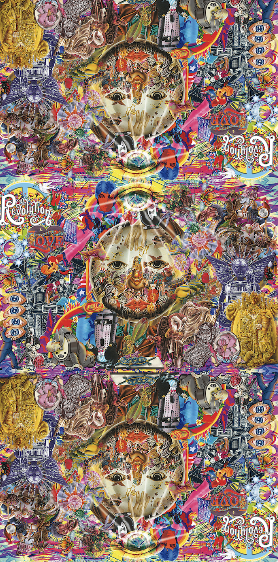 Revolution exhibition scarf with Alan Aldridge artwork — Bhavna Rishi London for V&A Museum